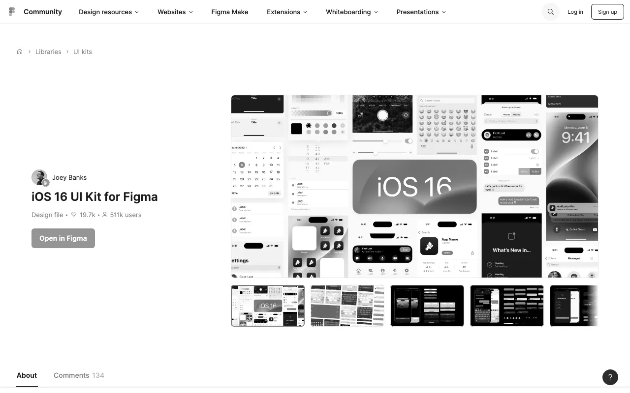 Anteprima di iOS 16 Figma kit