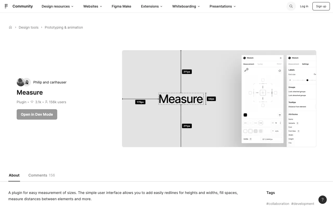 Anteprima di Measure, Figma plugin