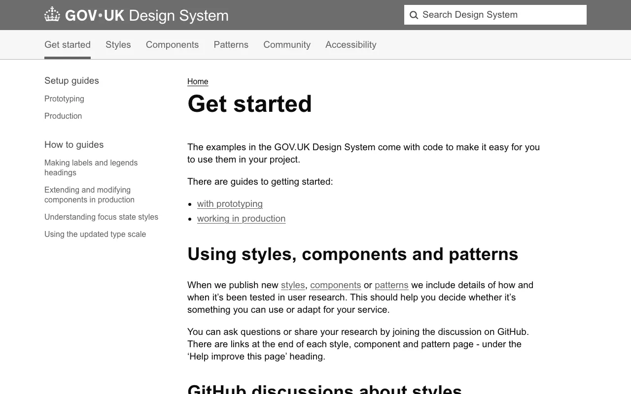 Anteprima di UK Gov Design System