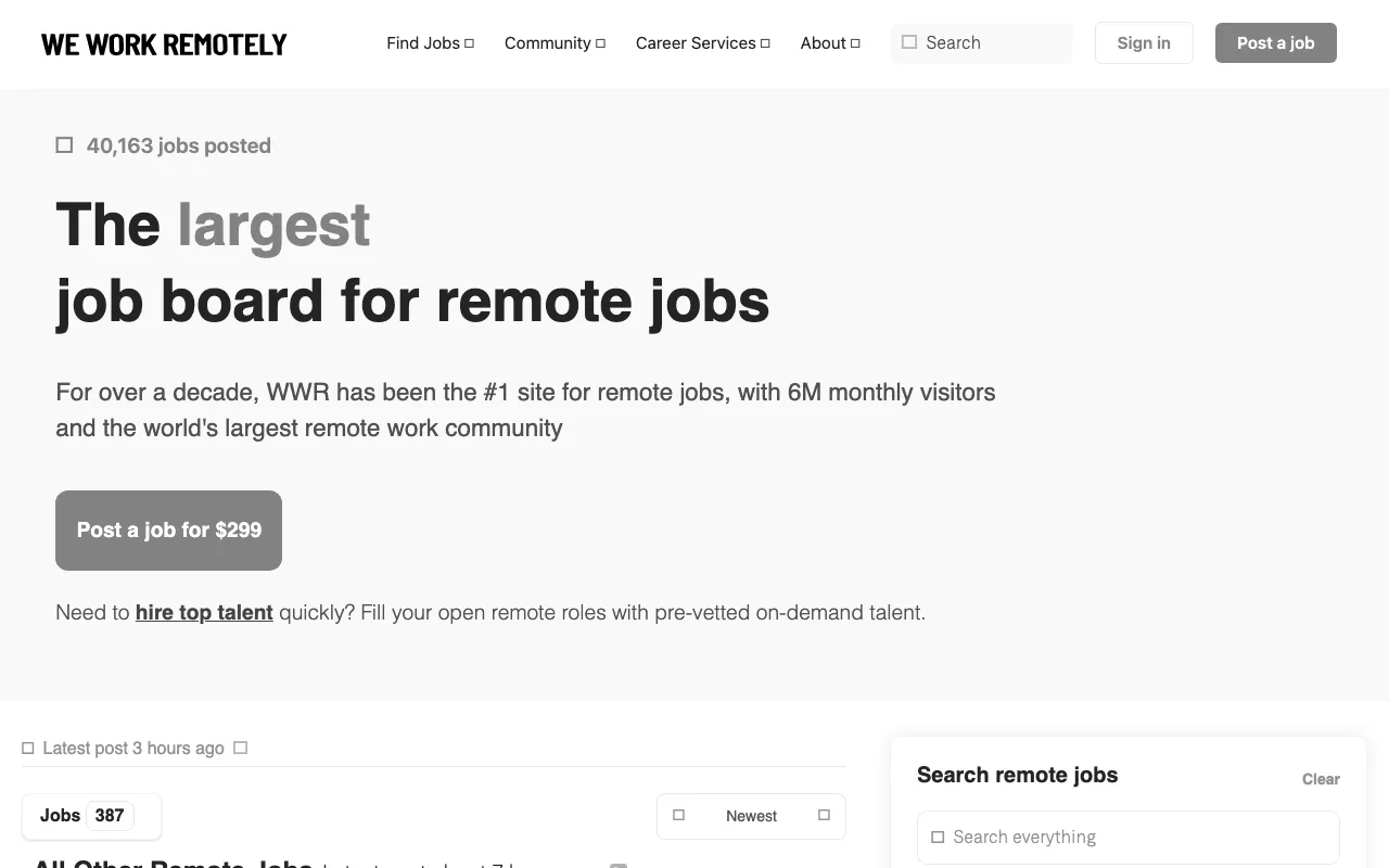 Anteprima di We Work Remotely
