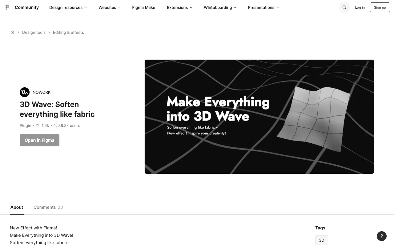 Anteprima di 3D Wave, plugin Figma