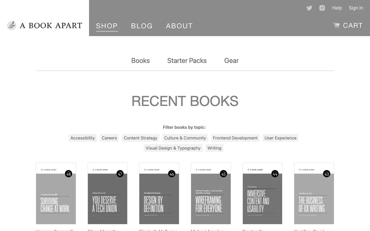 Anteprima di A book apart, raccolta di libri sul design
