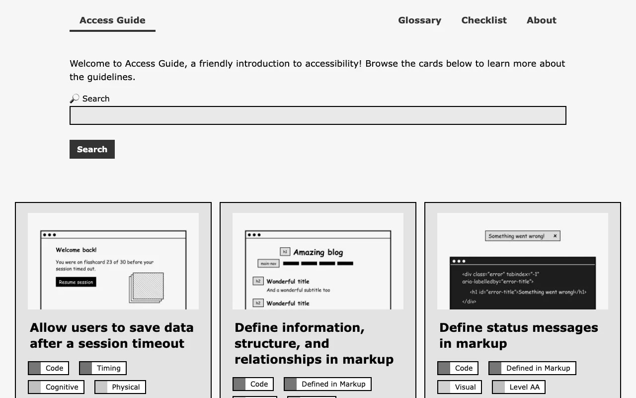 Anteprima di Access guide, raccolta di tool per accessibilità