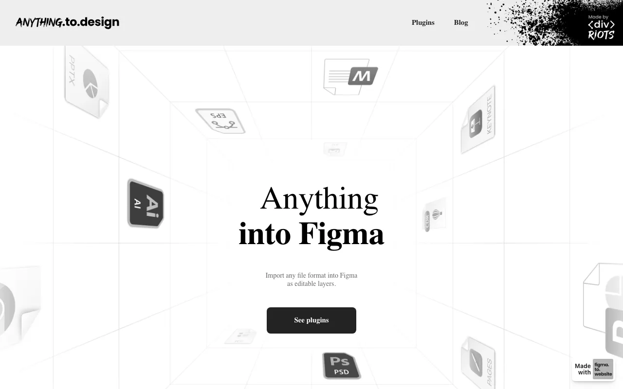 Anteprima di Anything to Figma, lista di plugin