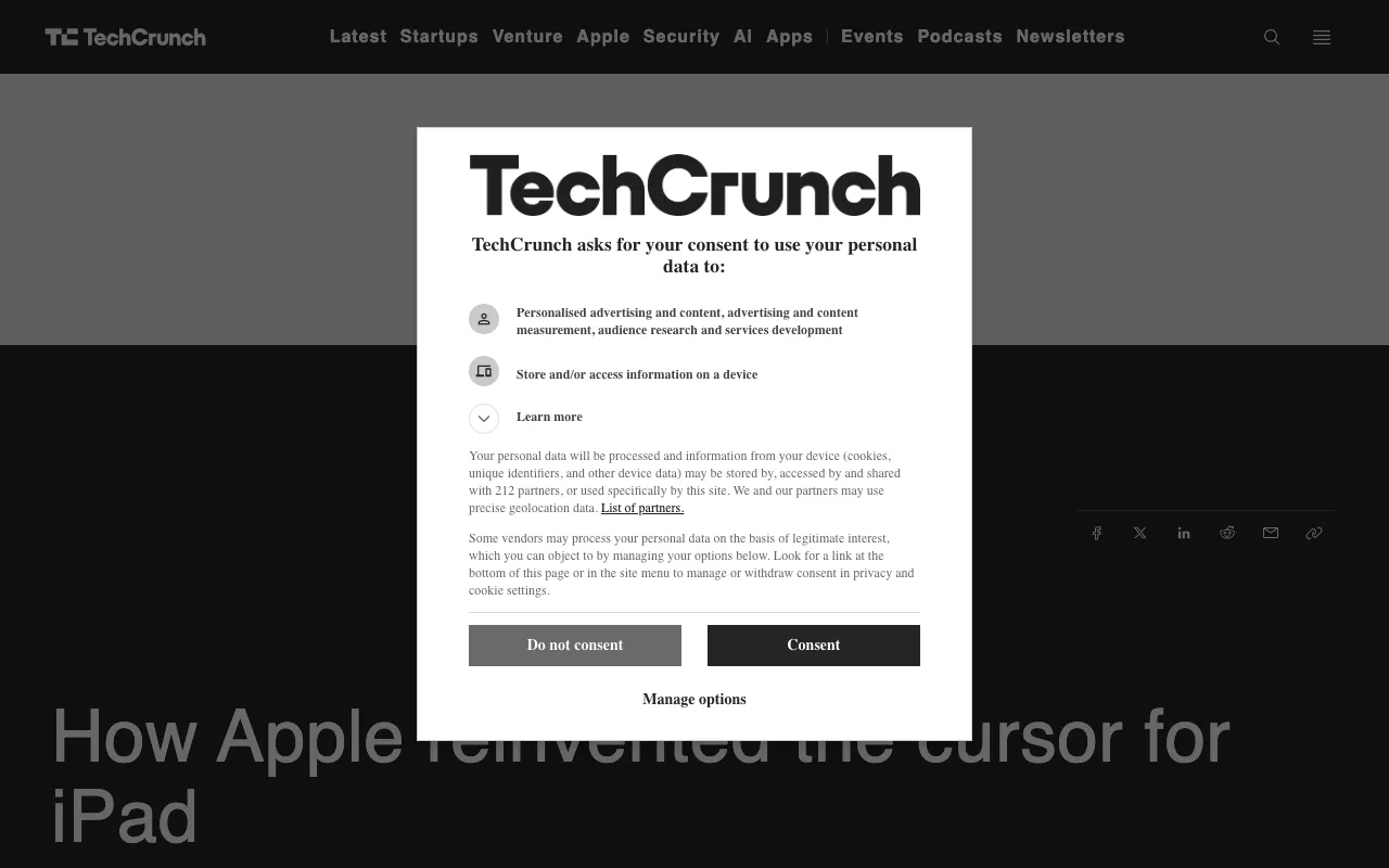 Anteprima di Articolo che parla del nuovo cursore del mouse su iPad