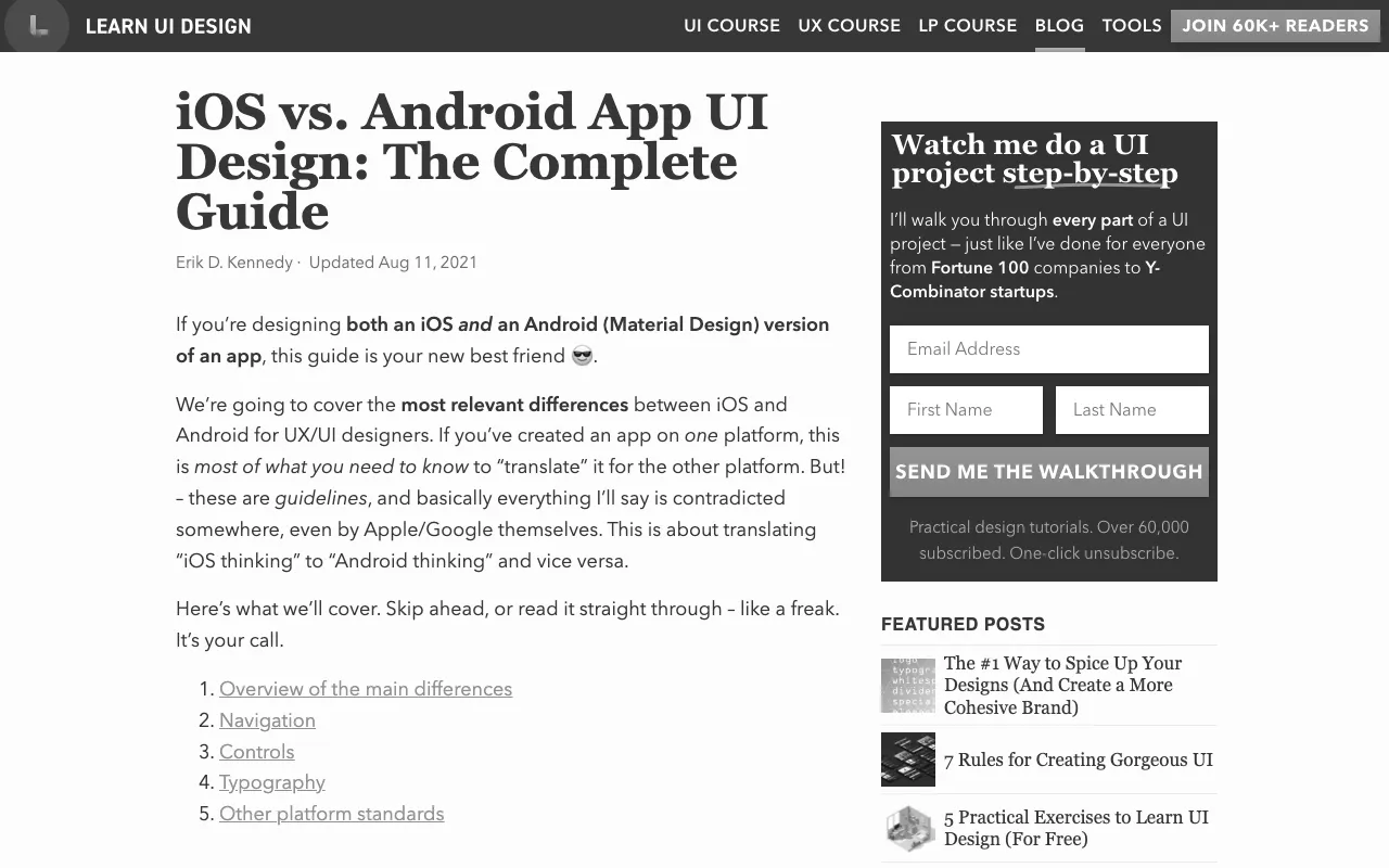 Anteprima di Articolo che parla delle differenze tra iOS e Android