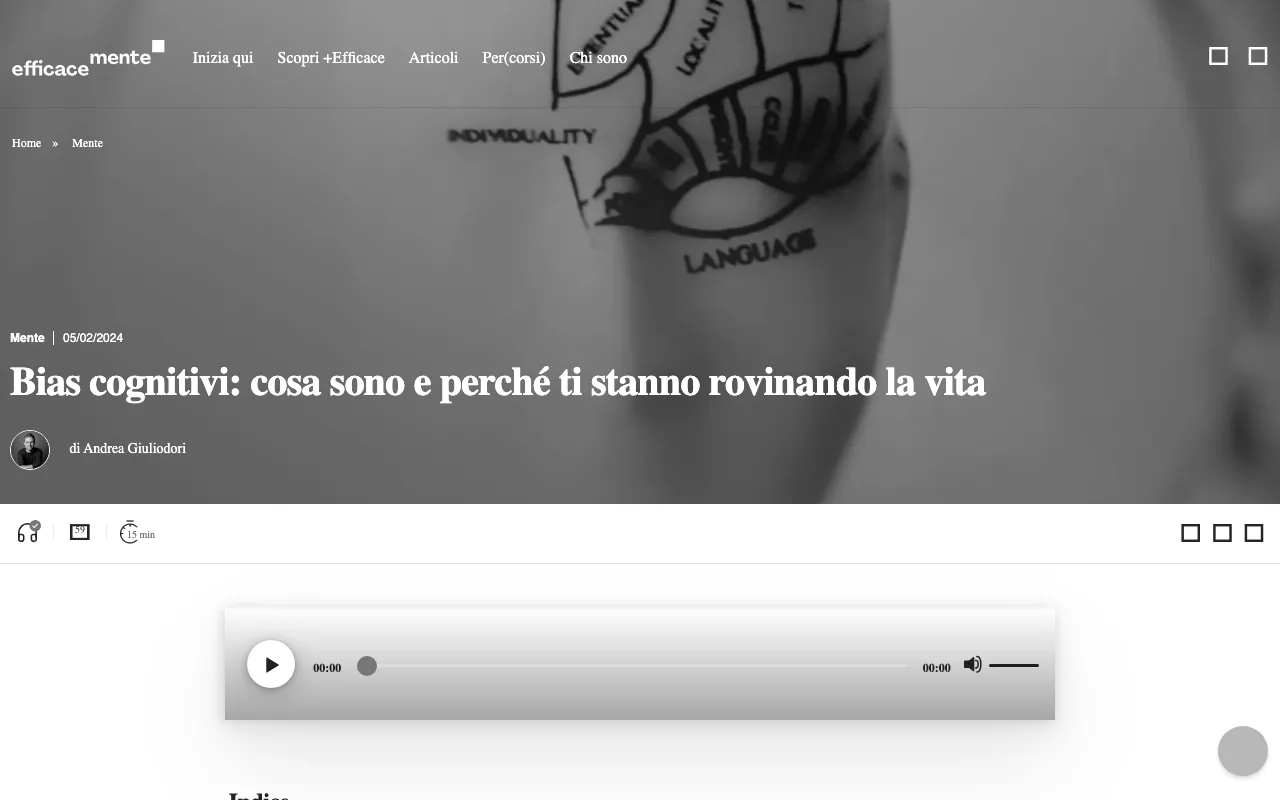 Anteprima di Articolo che parla di 23 bias cognitivi