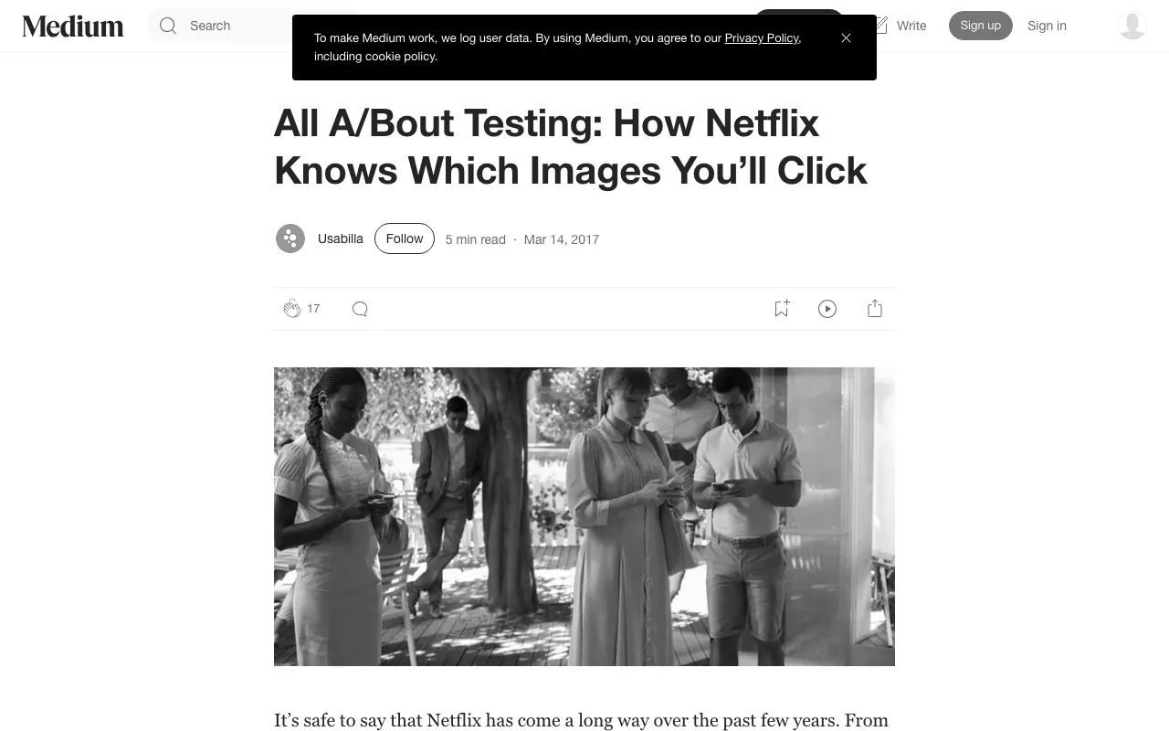 Anteprima di Articolo che parla di A/B testing della UI