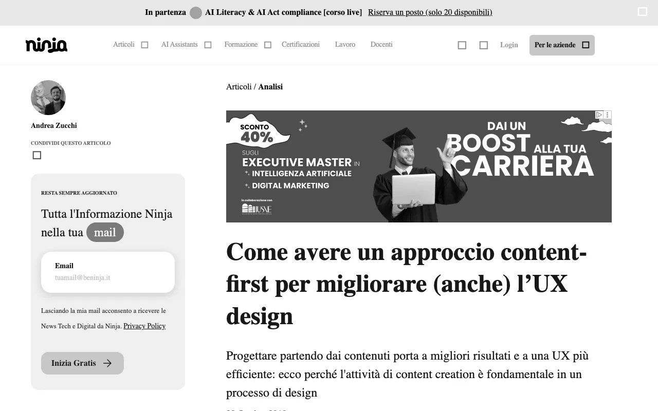 Anteprima di Articolo che parla di approccio Content first