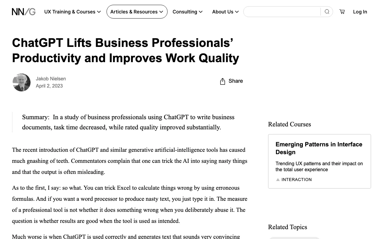Anteprima di Articolo che parla di ChatGPT e lavoro