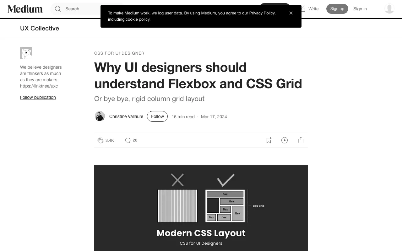 Anteprima di Articolo che parla di CSS e layout di sviluppo per designer