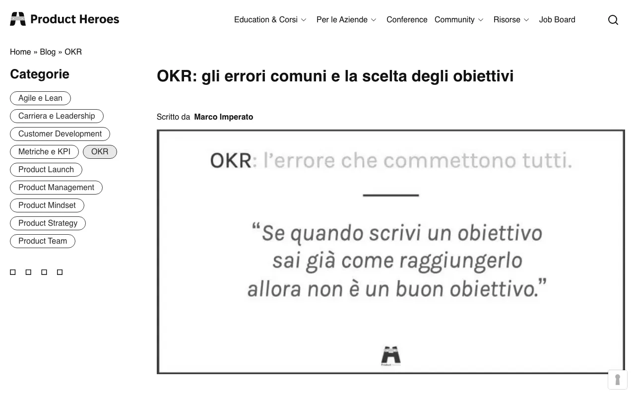 Anteprima di OKR: l'errore che commettono tutti