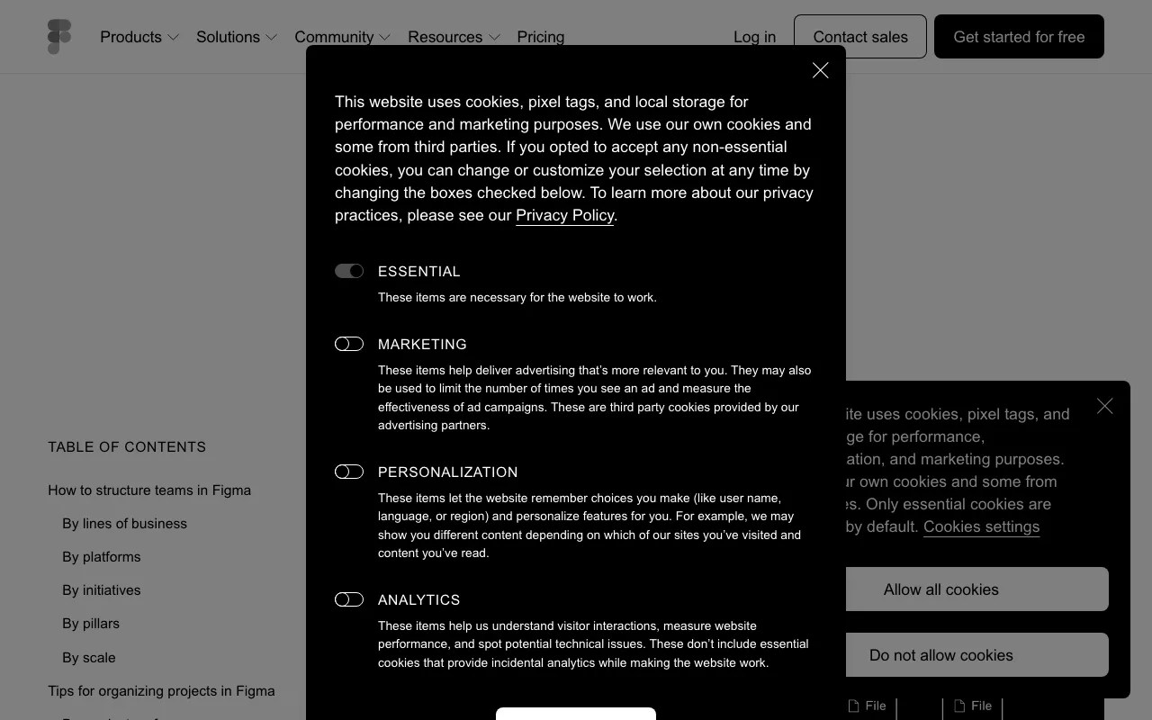Anteprima di Articolo che parla di organizzazione di file Figma e team