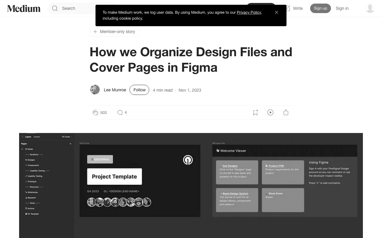Anteprima di Articolo che parla di organizzazione di file Figma