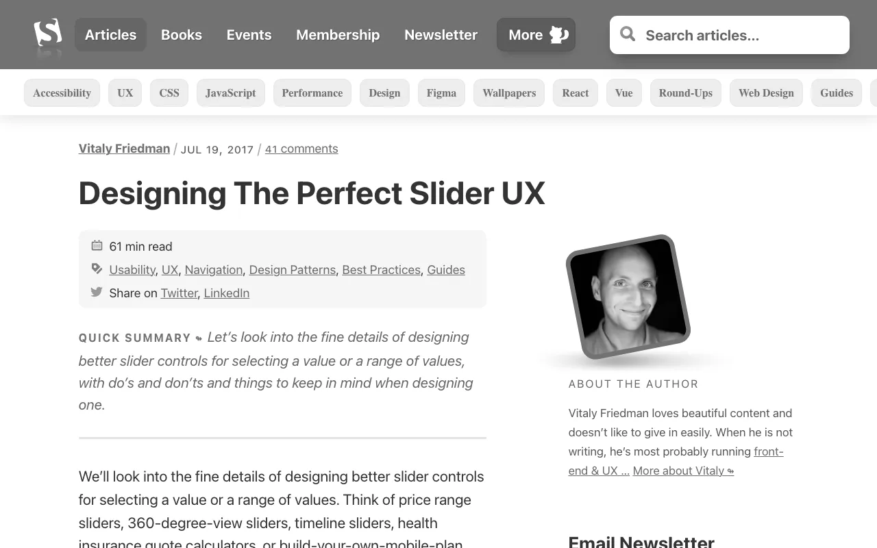 Anteprima di Articolo che parla di progettazione di slider