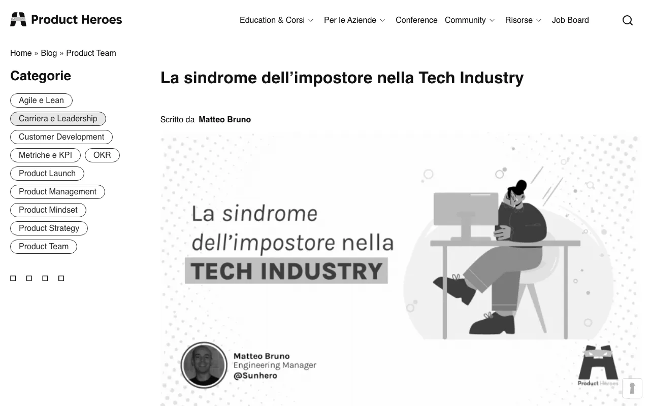 Anteprima di Articolo che parla di sindrome dell'impostore