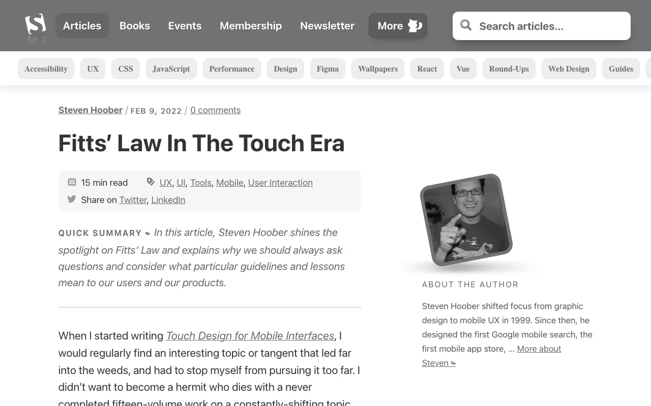 Anteprima di Articolo che parla di touchpoint e Fitt's Law