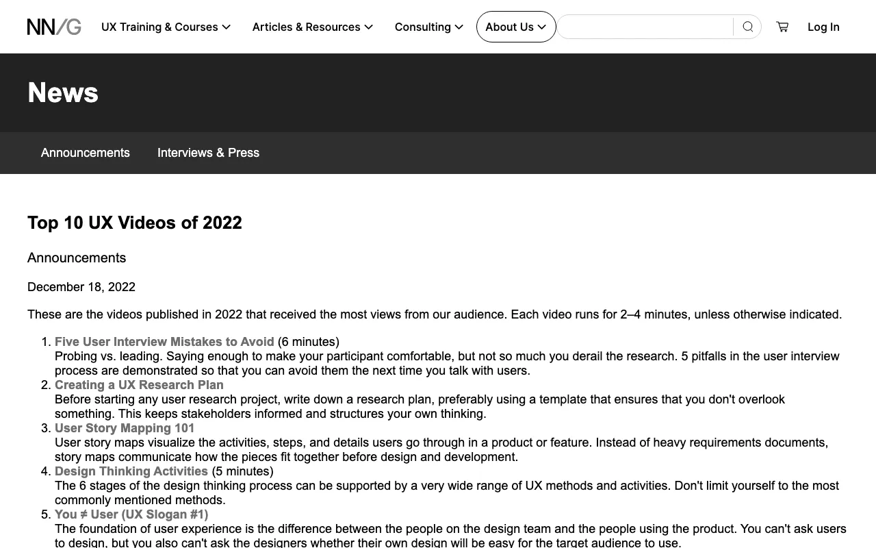 Anteprima di Articolo che parla di video sulla UX (2022)