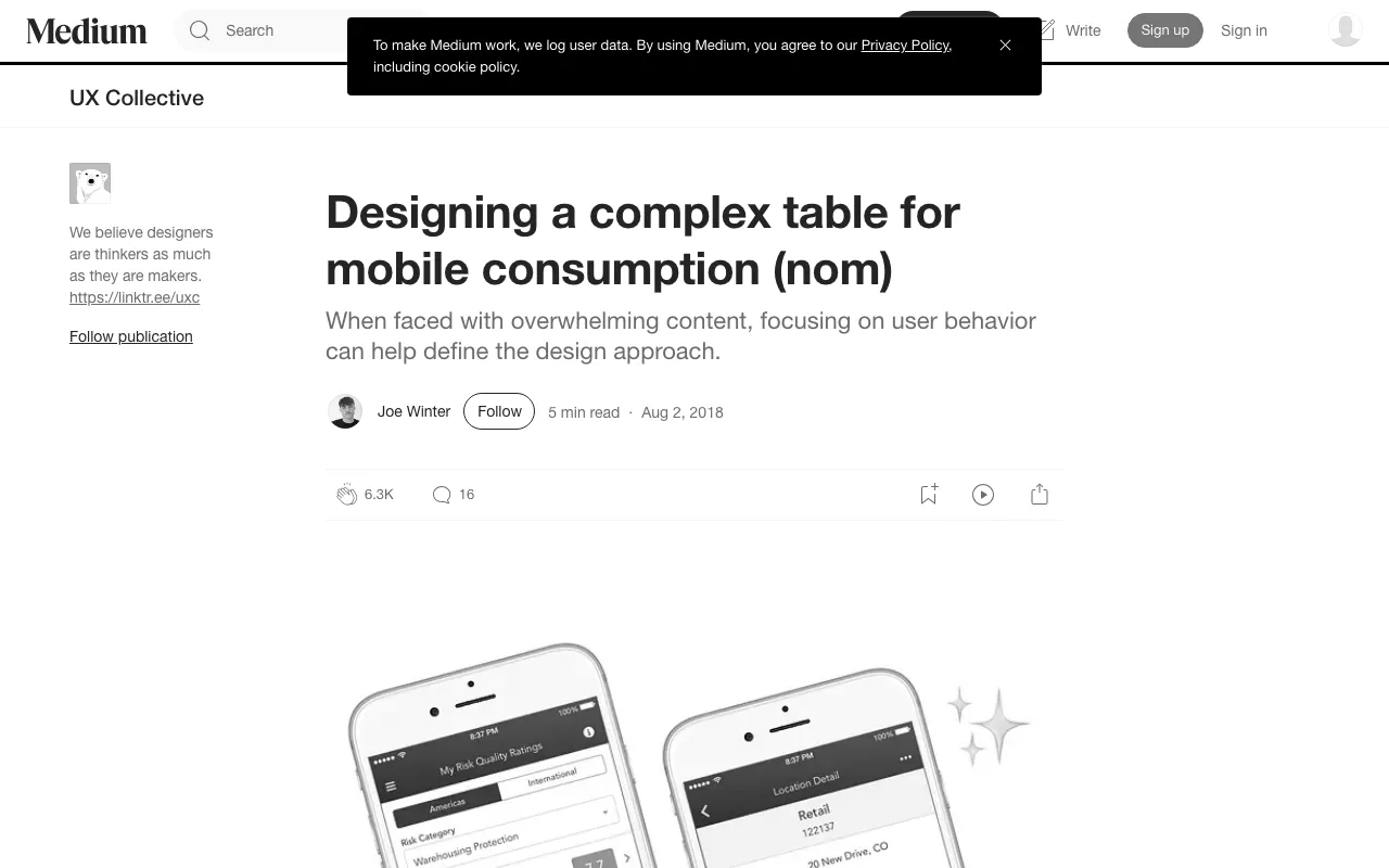 Anteprima di Articolo sulla progettazione di tabelle mobile