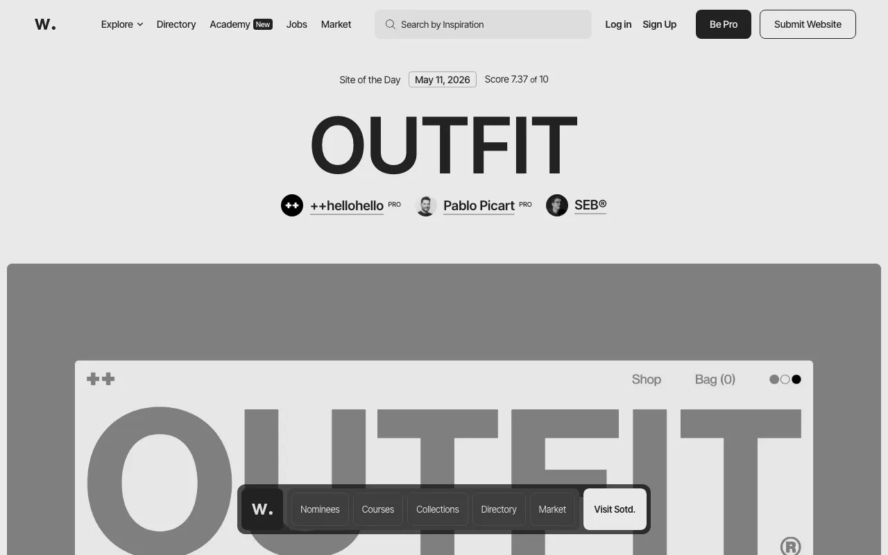 Anteprima di Awwwards, piattaforma per gare di website