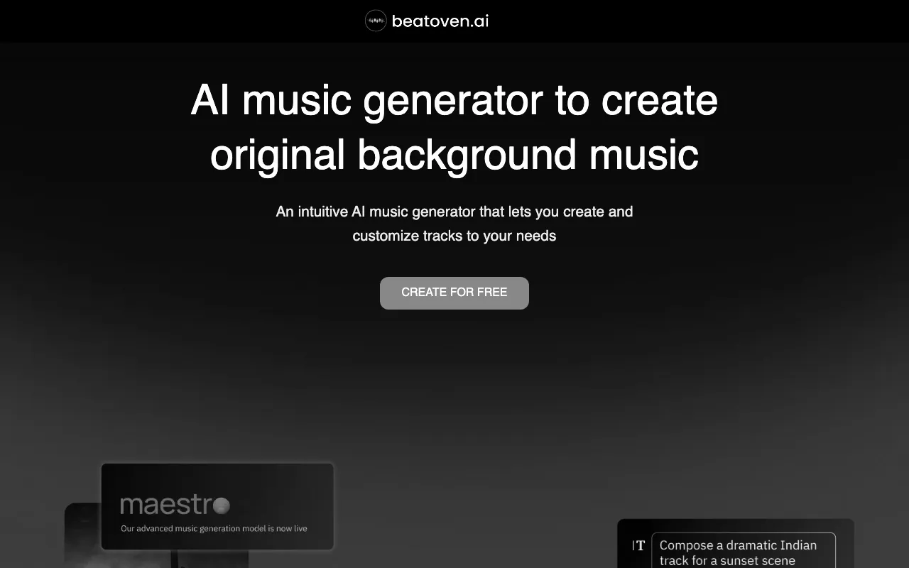 Anteprima di Beatoven, musica royalty free basata su AI