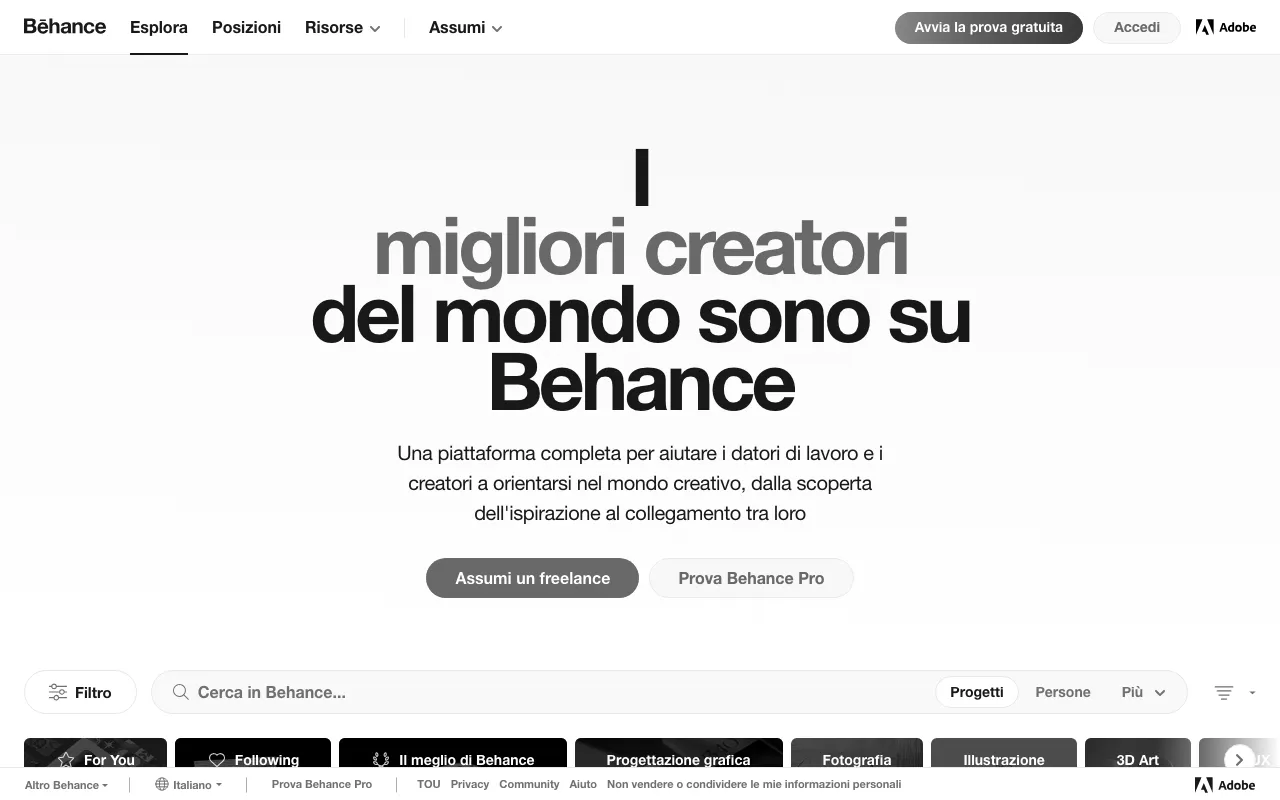 Anteprima di Behance, tool per portfolio