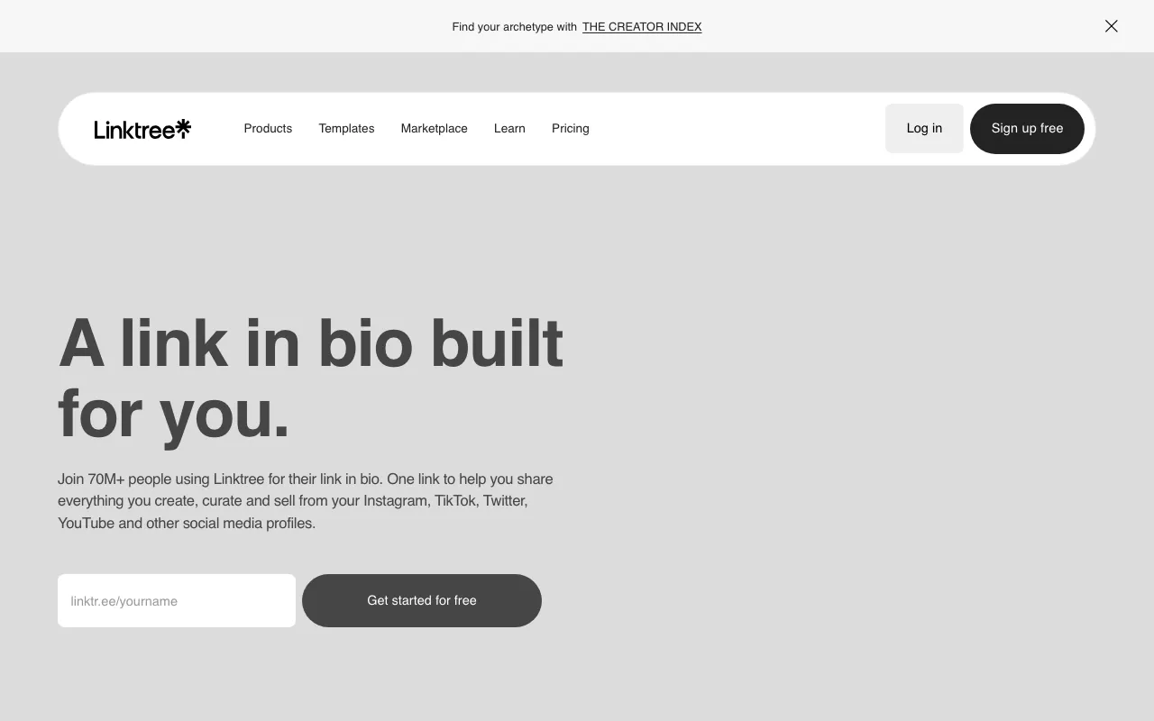 Anteprima di Bento.me, tool per creare dei link in bio
