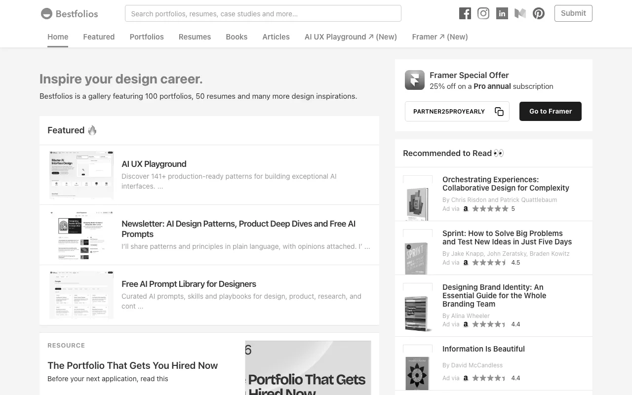 Anteprima di Bestfolios, raccolta di CV e portfolio