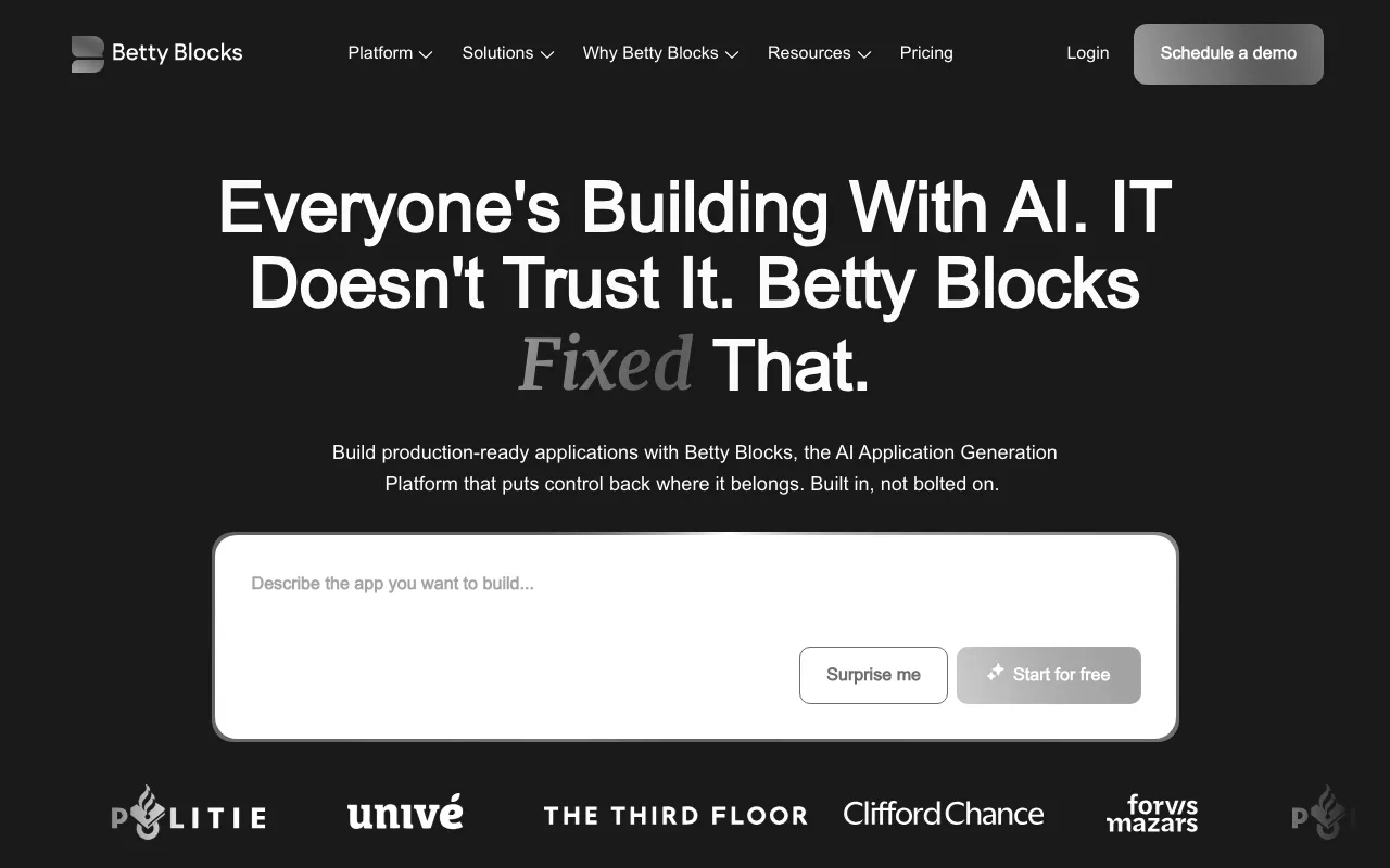 Anteprima di Betty Blocks, tool per sviluppare di applicazioni nocode