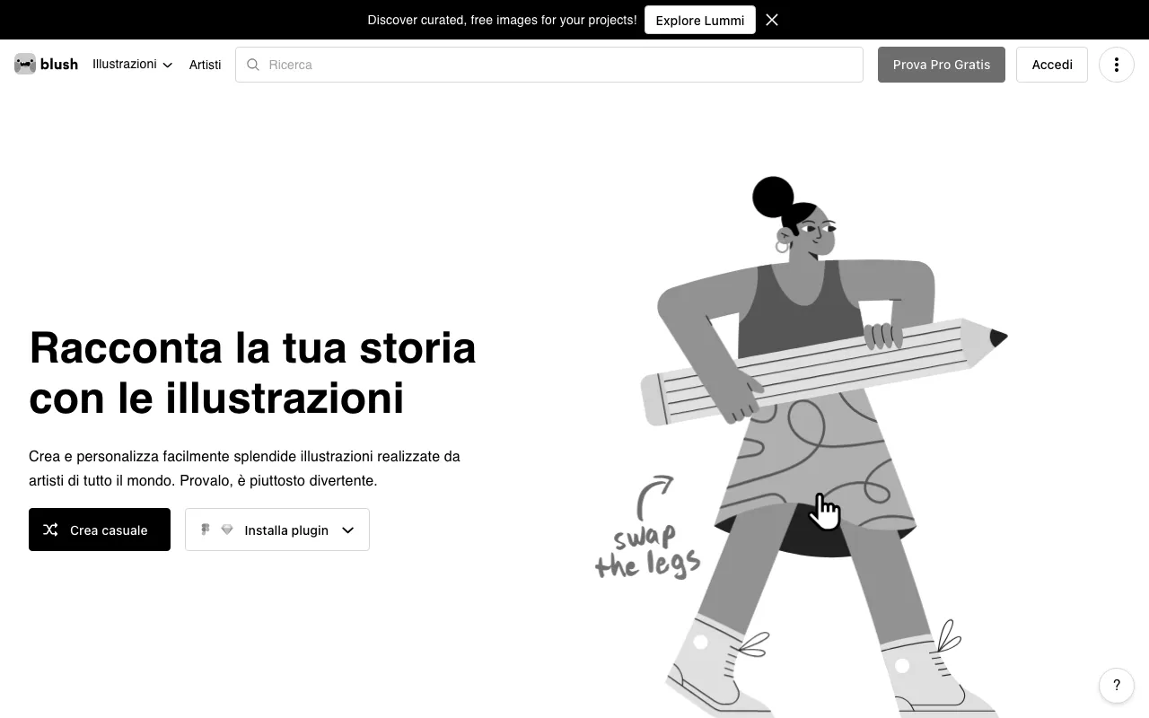 Anteprima di Blush, tool online per illustrazioni