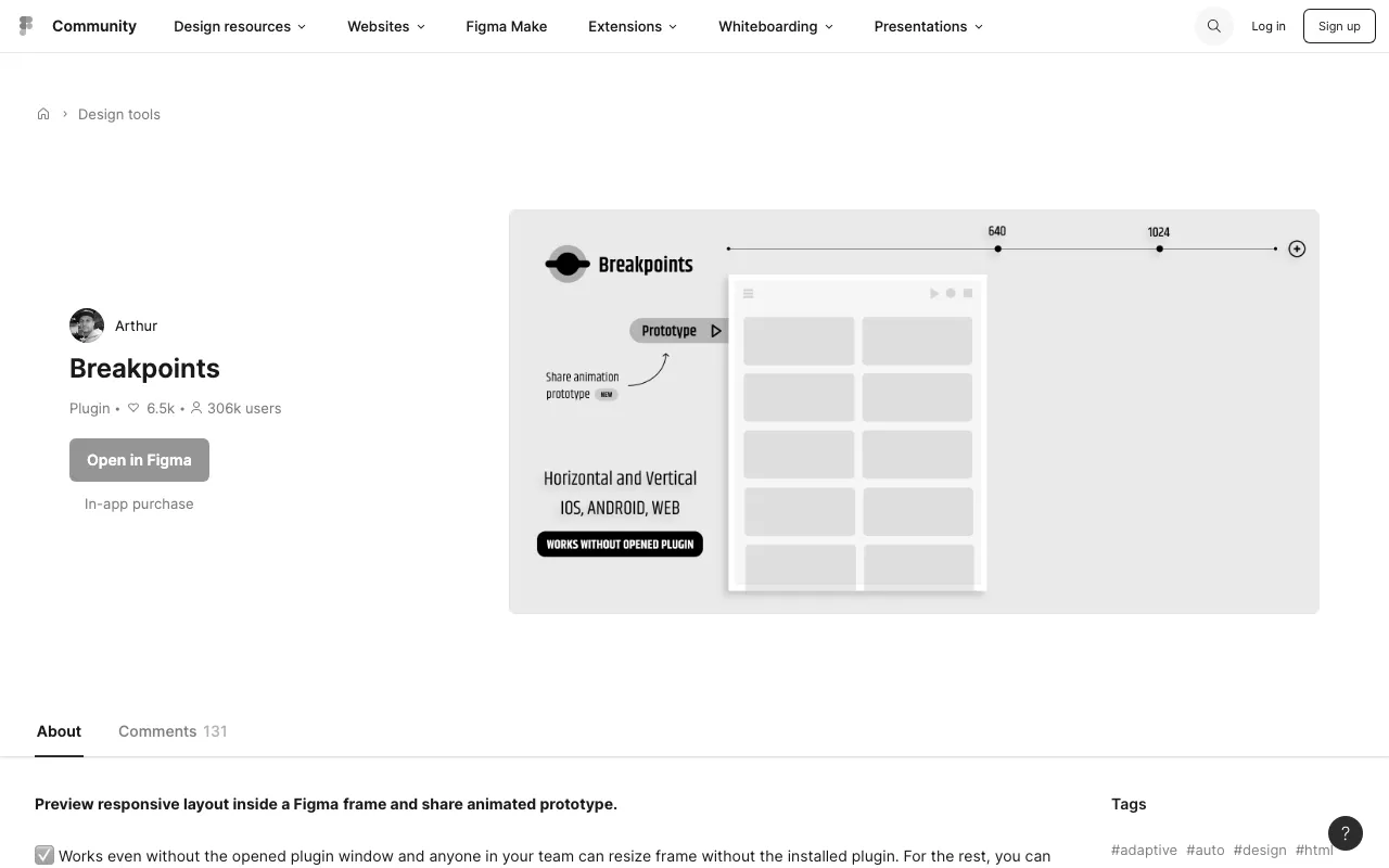 Anteprima di Breakpoints, figma plugin