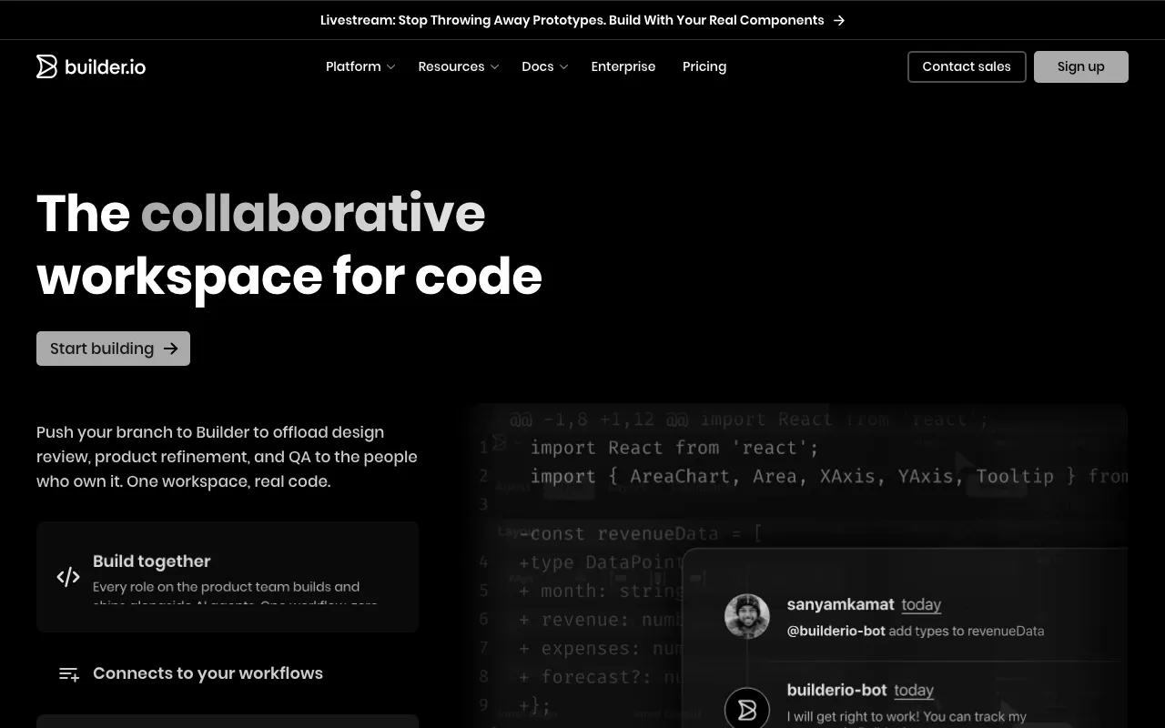 Anteprima di Builder.io, headless CMS