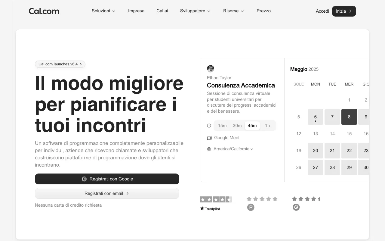 Anteprima di Cal.com, tool per pianificare call e riunioni