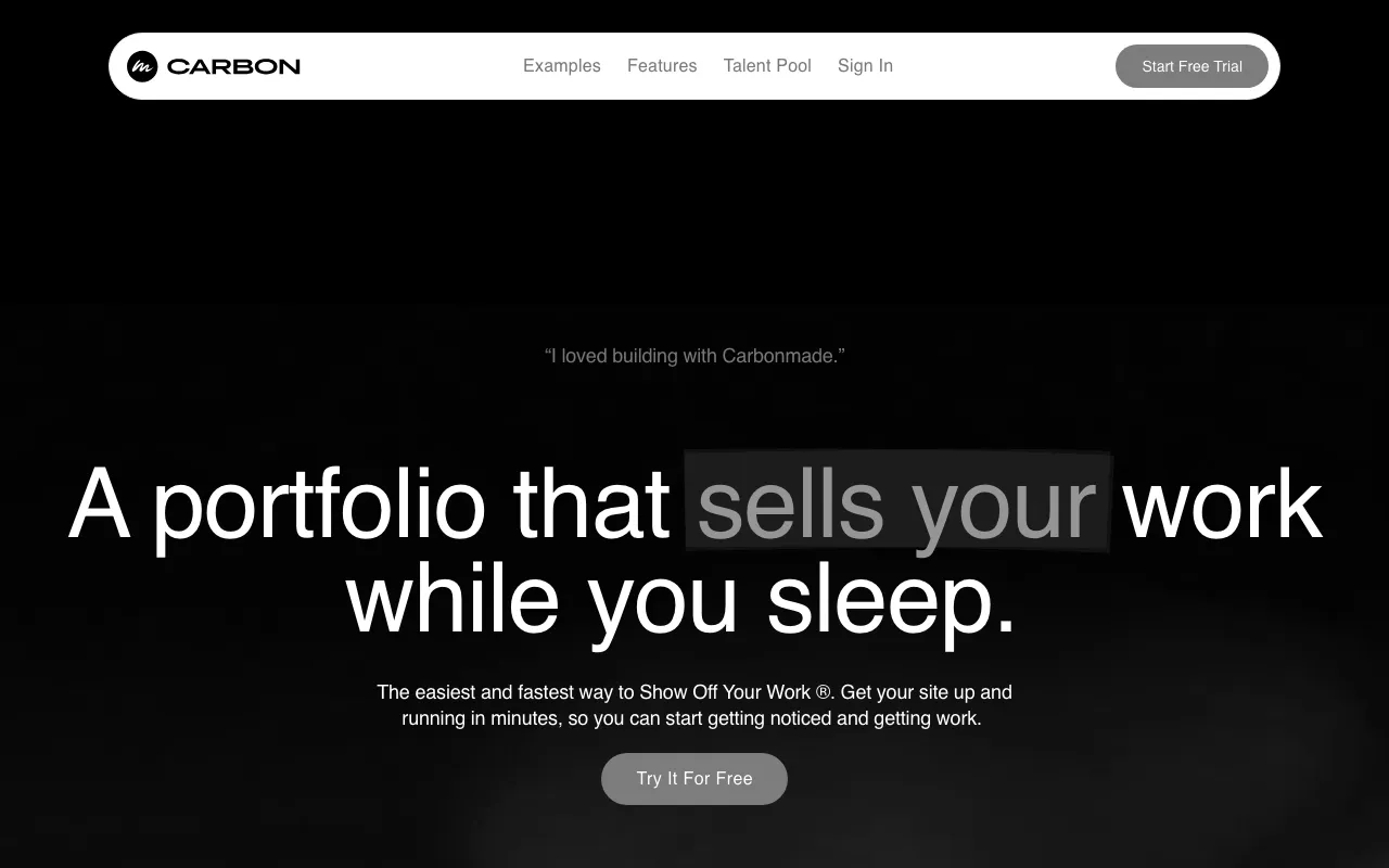 Anteprima di Carbonmade, tool online per creare portfolio