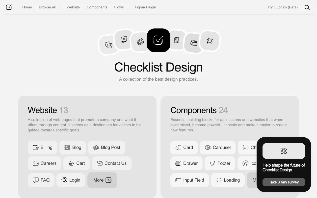 Anteprima di Checklist.design, raccolta di linee guida di UI