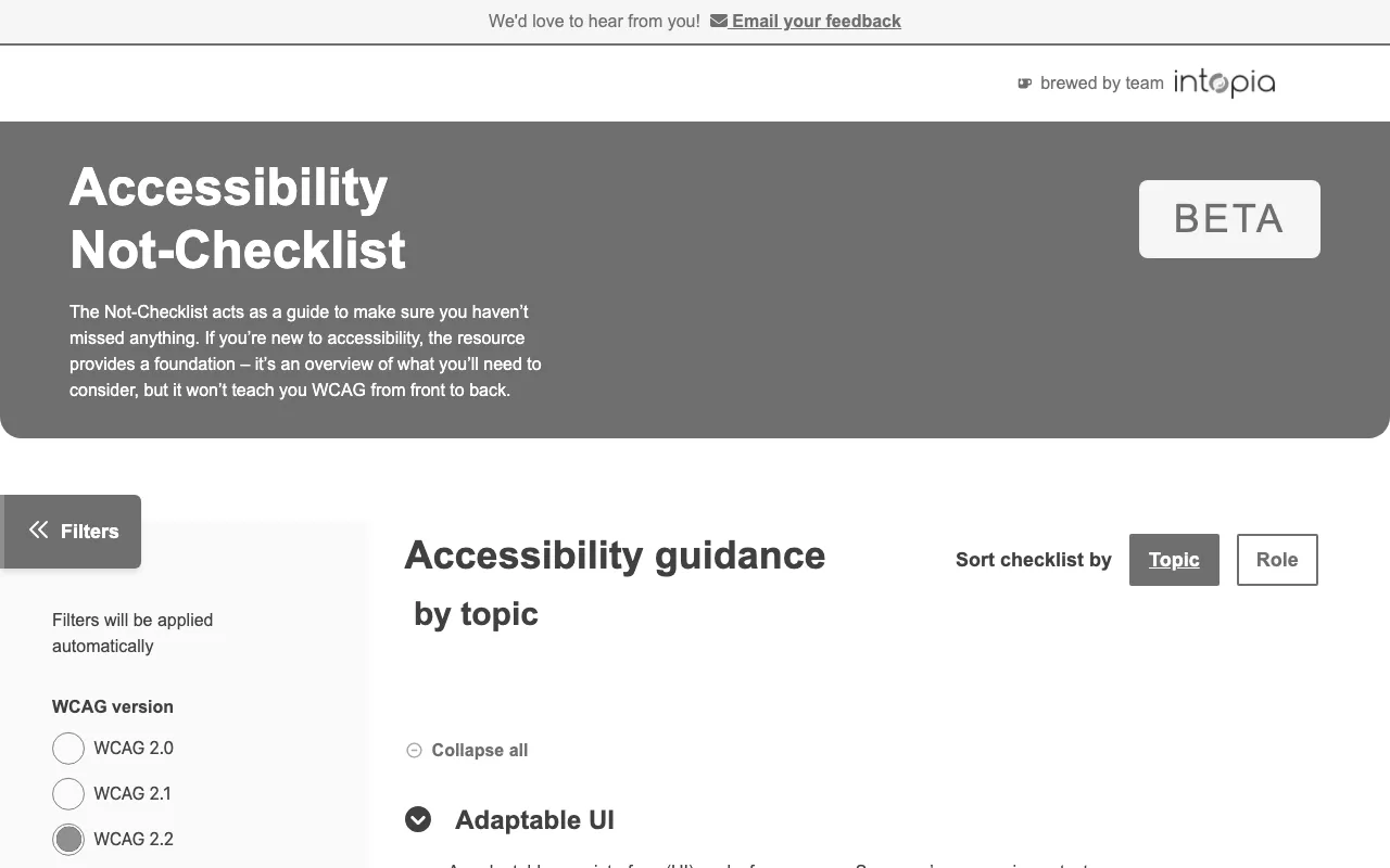Anteprima di Checklist per accessibilità
