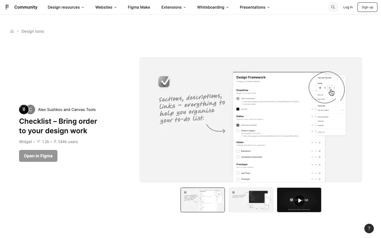 Anteprima di Checklist, plugin Figma