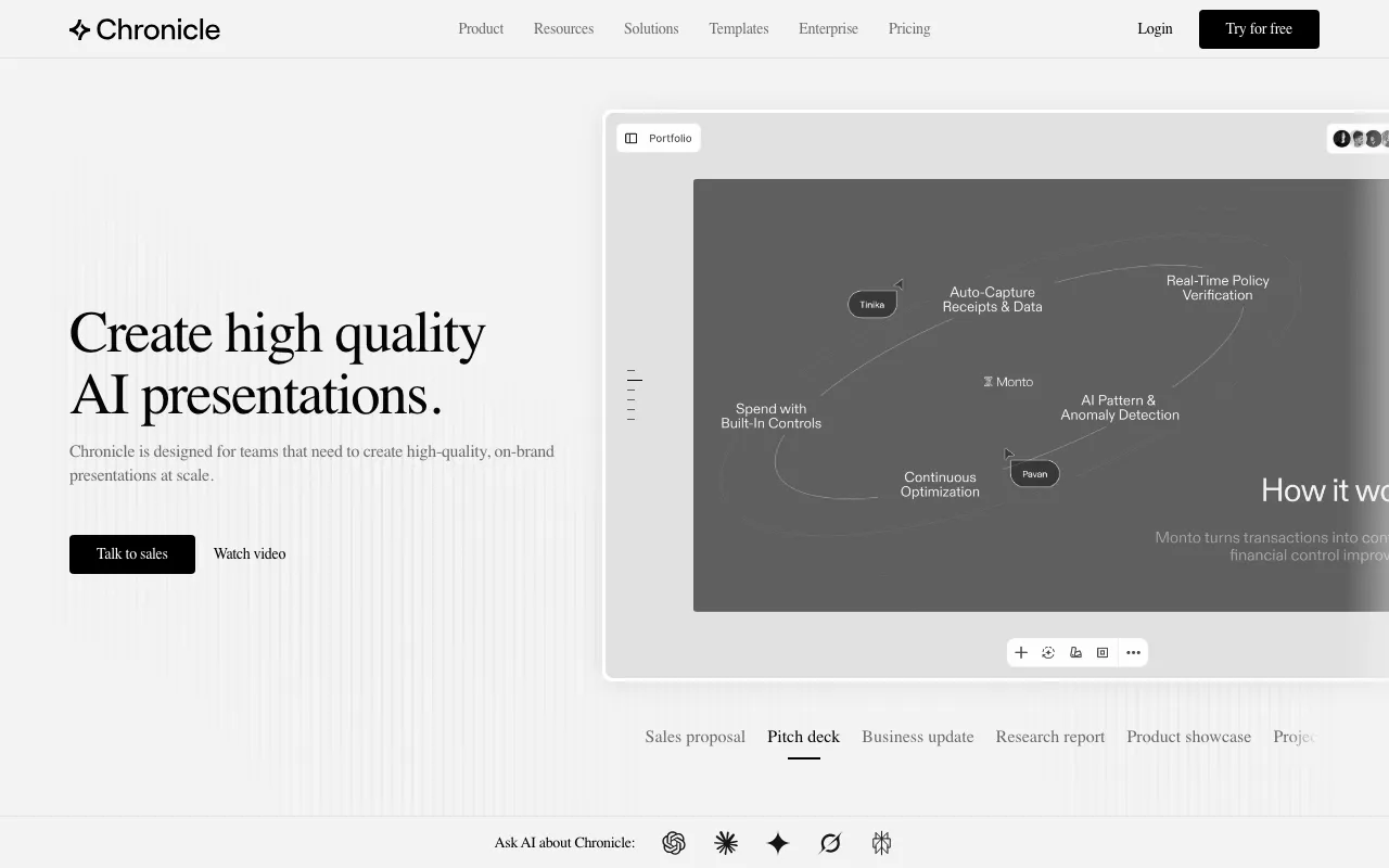 Anteprima di Chronicle HQ, tool per creazione presentazioni