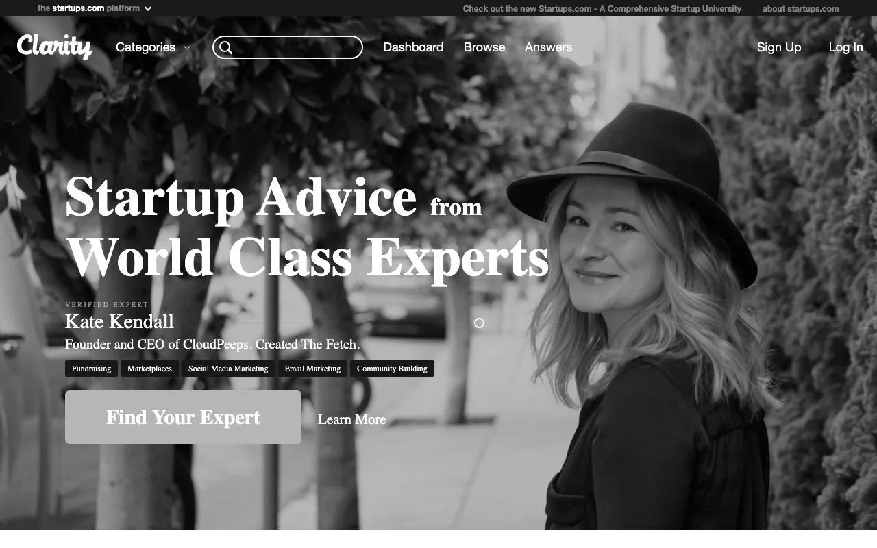 Anteprima di Clarity.fm, piattaforma dove trovare professionisti e mentor