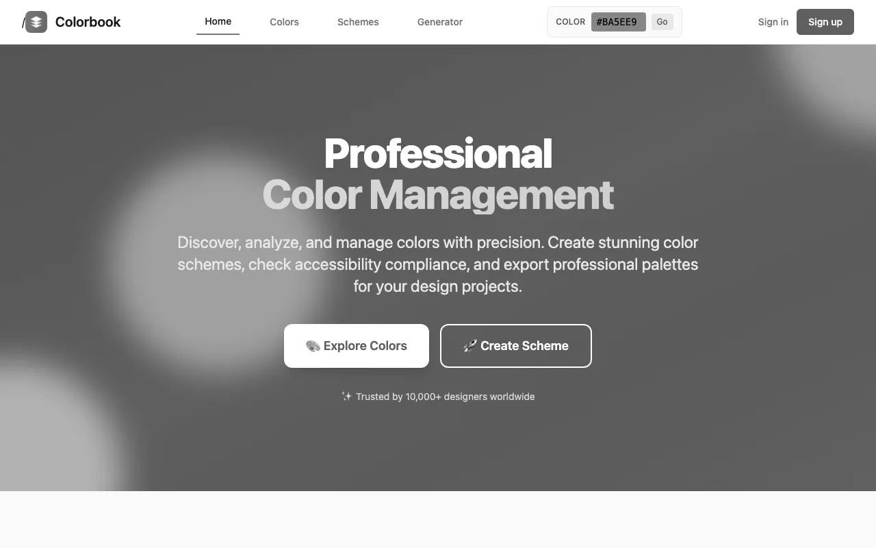 Anteprima di Colorbook, tool per colori e metadati