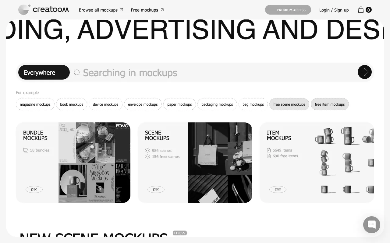 Anteprima di Creatoom, raccolta di mockup esclusivi
