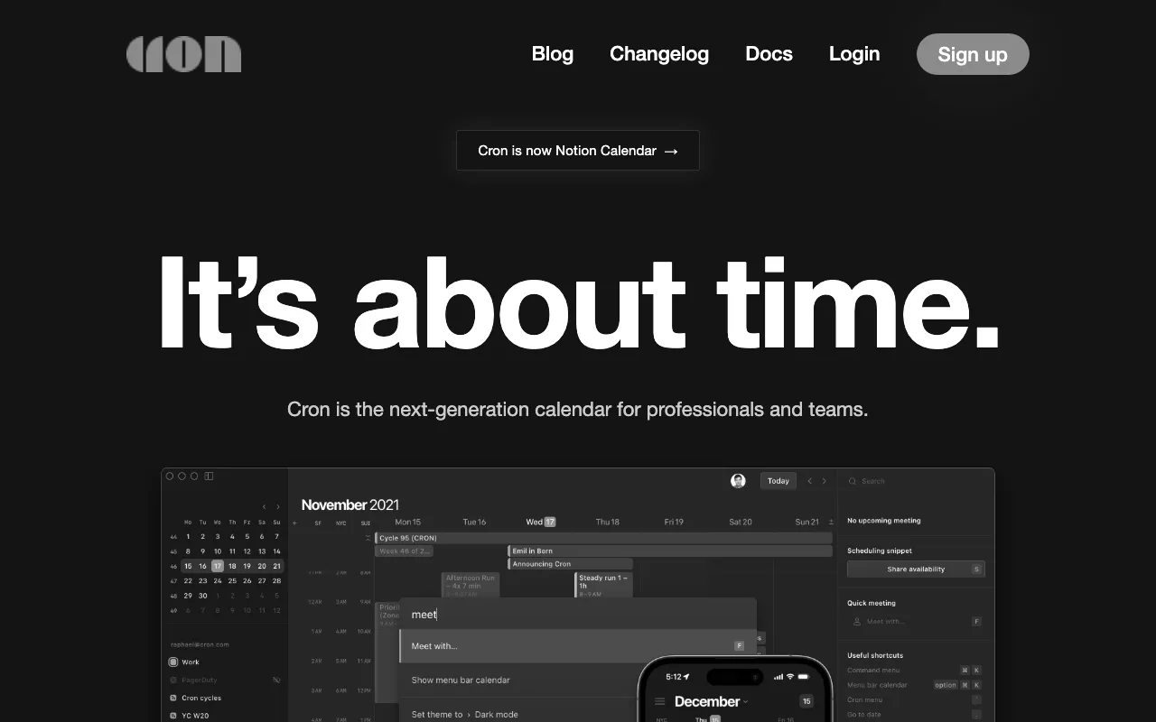 Anteprima di Cron, calendario alternativo a quello di sistema