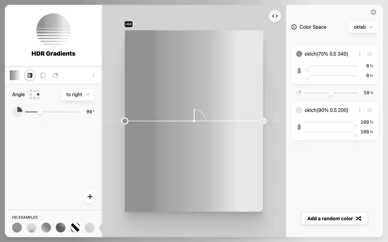 Anteprima di CSS Gradients, tool per creare css di sfumature