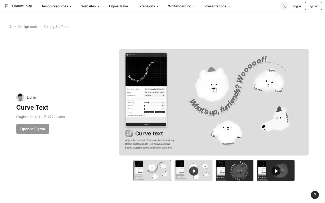 Anteprima di Curve Text, plugin Figma