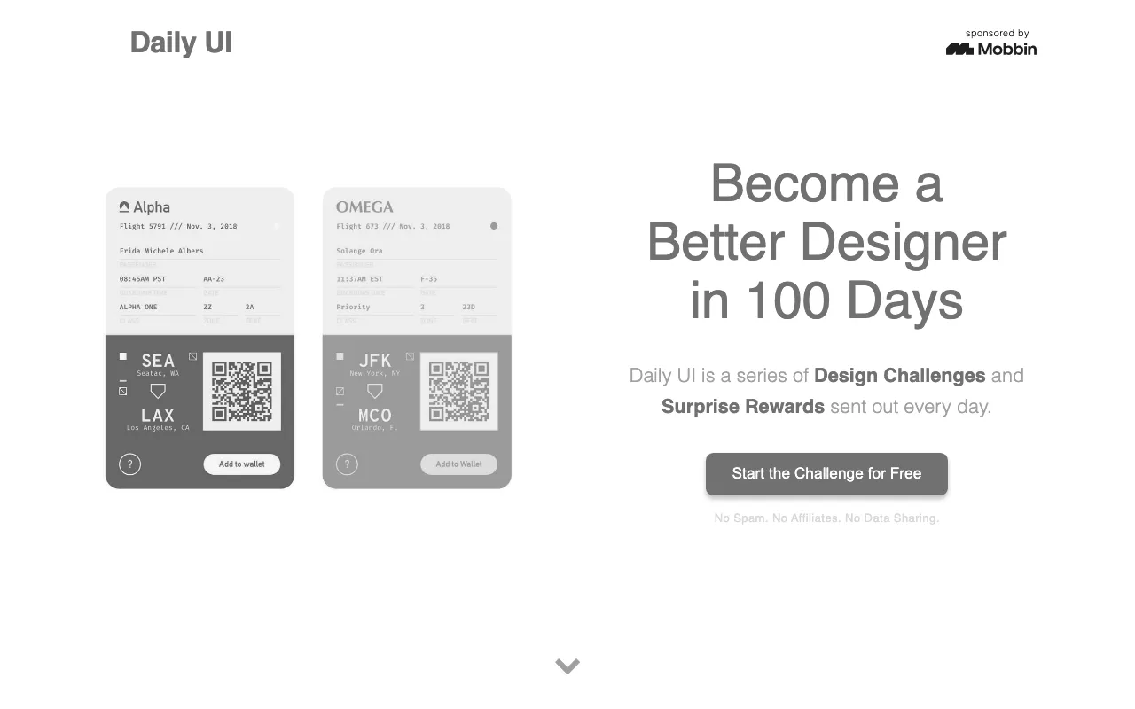 Anteprima di Daily UI, challenge per designer