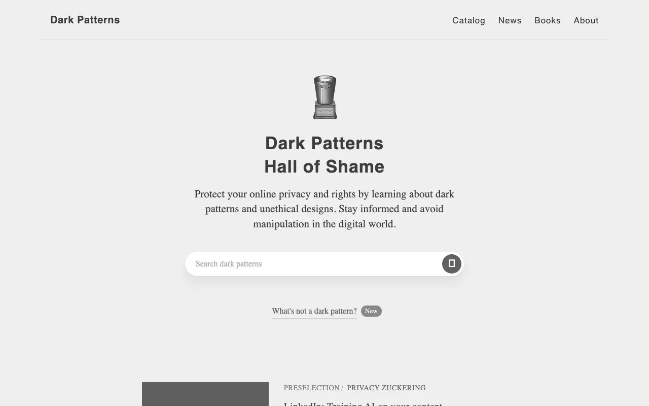 Anteprima di Dark pattern hall of shame
