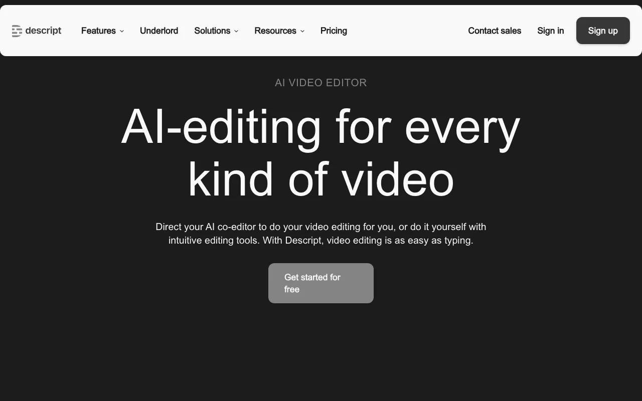 Anteprima di Descript, editori video tramite AI