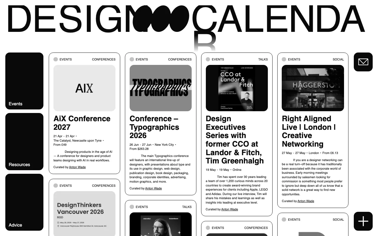 Anteprima di Design calendar, raccolta di eventi nel mondo