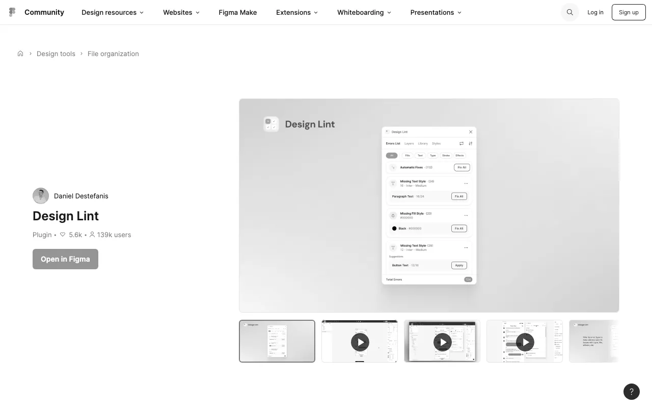 Anteprima di Design lint, plugin Figma