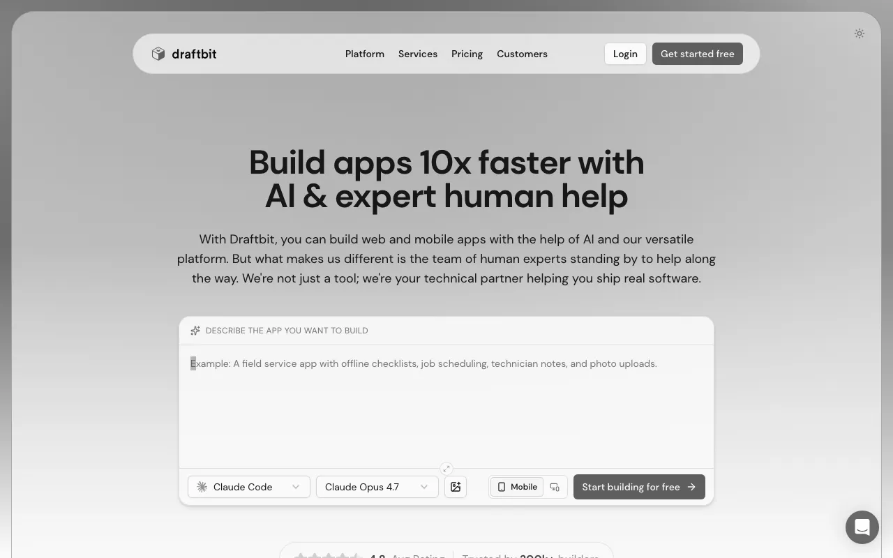 Anteprima di Draftbit, tool per la creazione di App Mobile